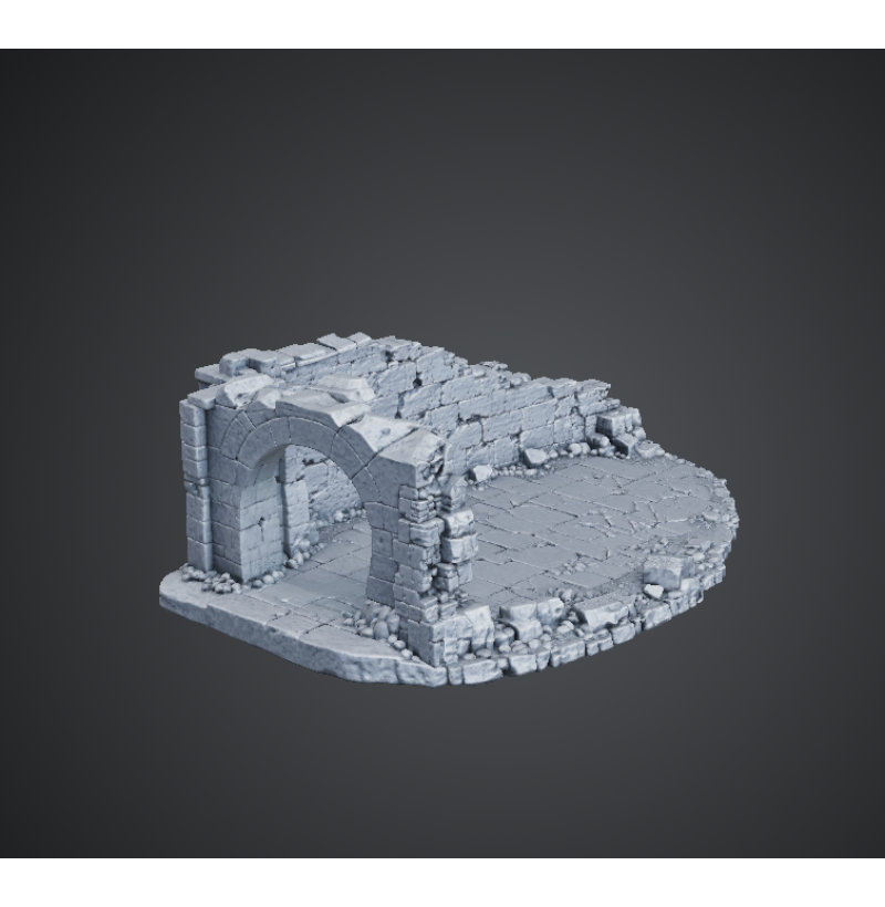 Ruined Medieval Fortress — Diorama Base | STL File for 3D Printing