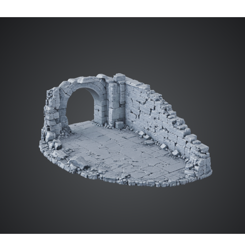 Ruined Medieval Fortress — Diorama Base | STL File for 3D Printing