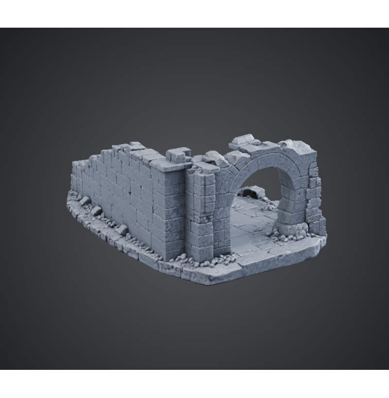 Ruined Medieval Fortress — Diorama Base | STL File for 3D Printing