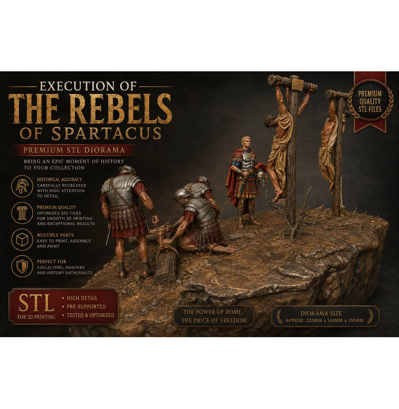 Execution of Spartacus’ Rebels – Premium Historical STL Diorama for 3D Printing