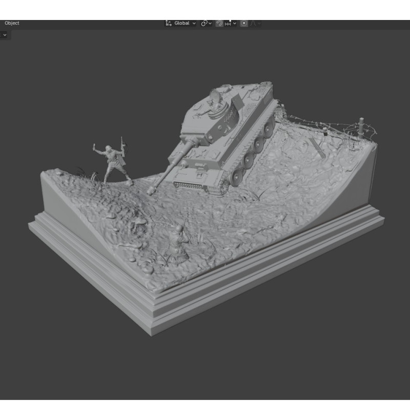 WWII Tiger Tank Diorama STL File for 3D Printing