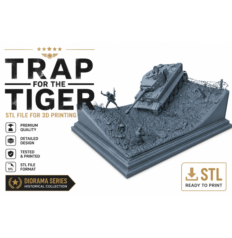 WWII Tiger Tank Diorama STL File for 3D Printing
