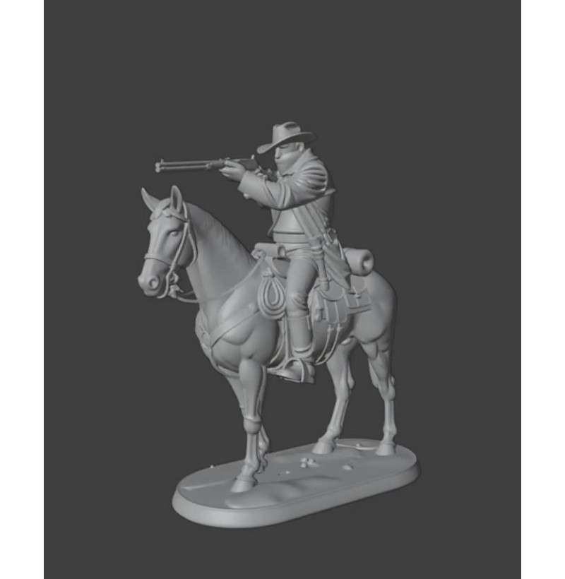 Wild West Cowboy on Horseback with Rifle — STL Model for 3D Printing