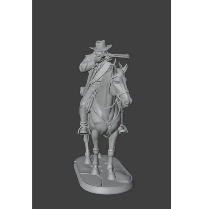 Wild West Cowboy on Horseback with Rifle — STL Model for 3D Printing