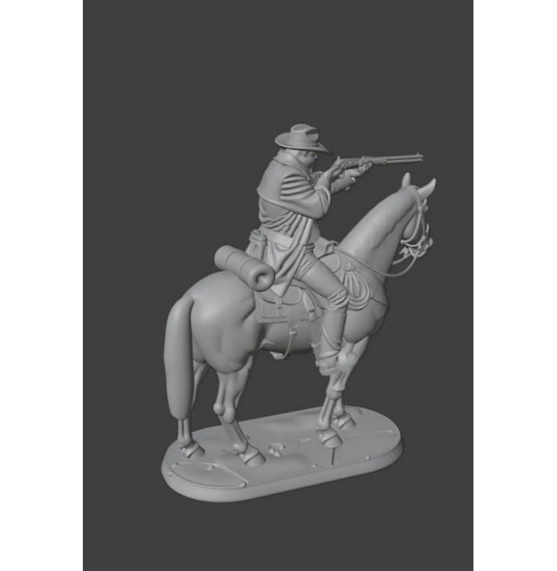 Wild West Cowboy on Horseback with Rifle — STL Model for 3D Printing