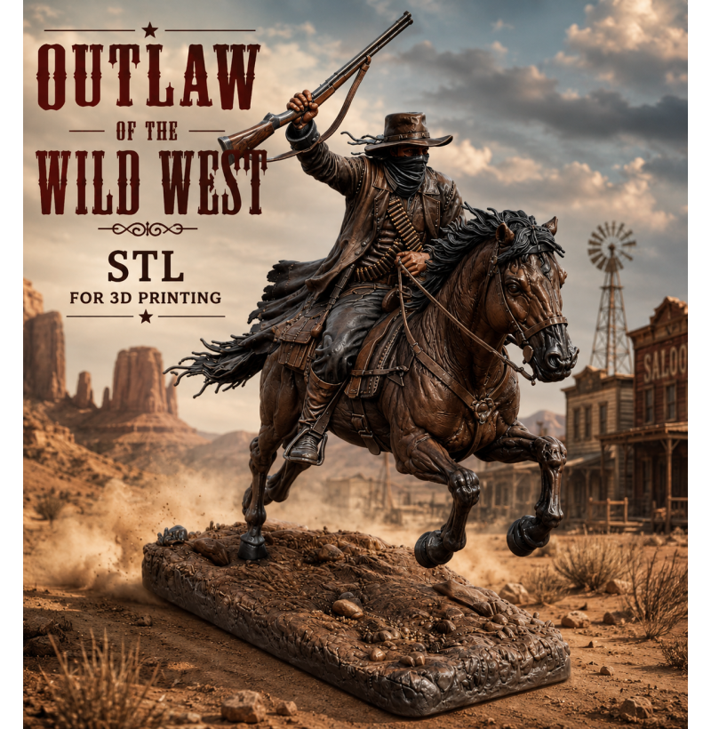 Wild West Outlaw Rider STL Model for 3D Printing