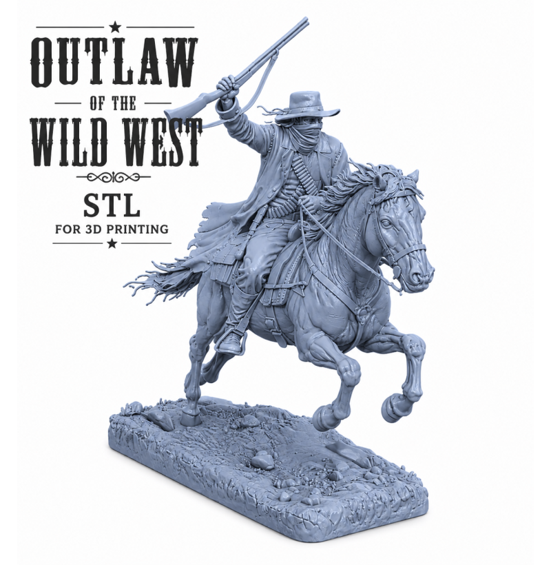 Wild West Outlaw Rider STL Model for 3D Printing