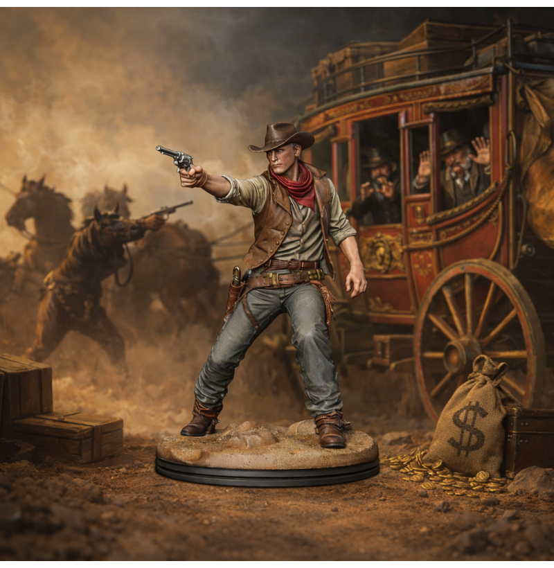 Buy “Wild West Cowboy with Revolver” STL File for 3D Printing