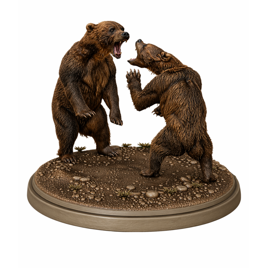 Bear Fight Diorama — STL File for 3D Printing Bear Fight Diorama — STL File for 3D Printing
