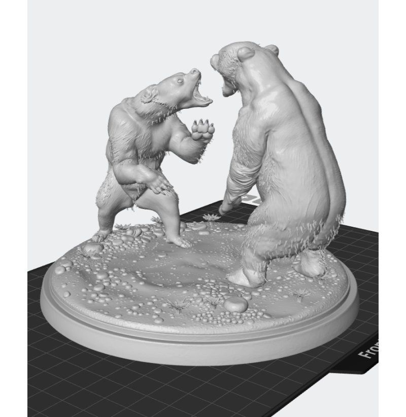 Bear Fight Diorama — STL File for 3D Printing