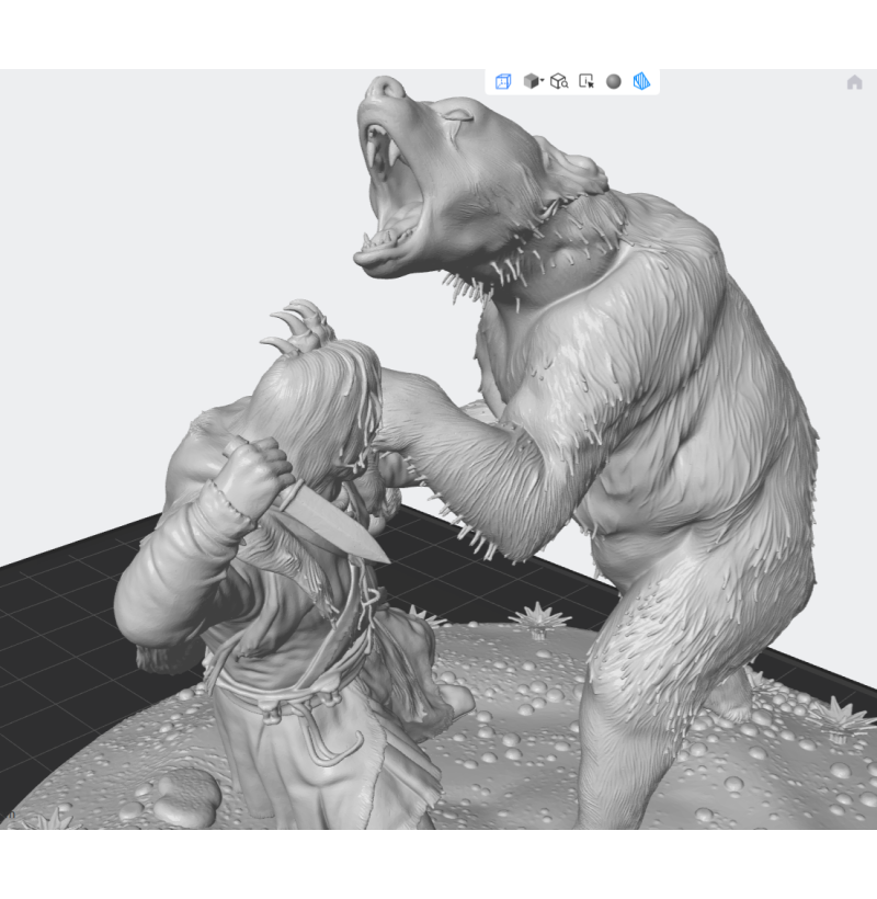 Bear Attack Diorama — STL File for 3D Printing