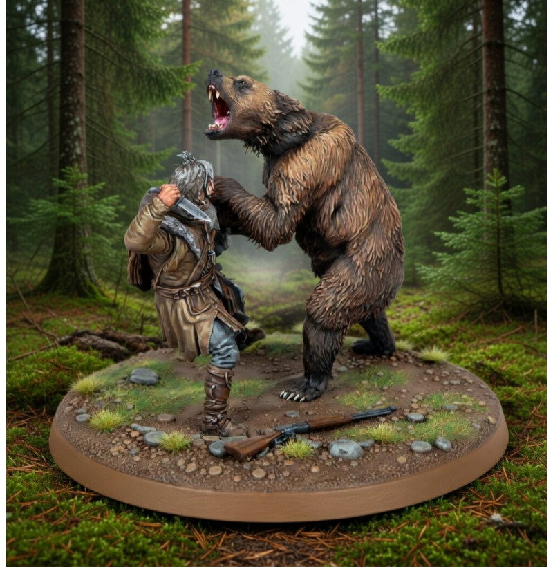 Bear Attack Diorama — STL File for 3D Printing