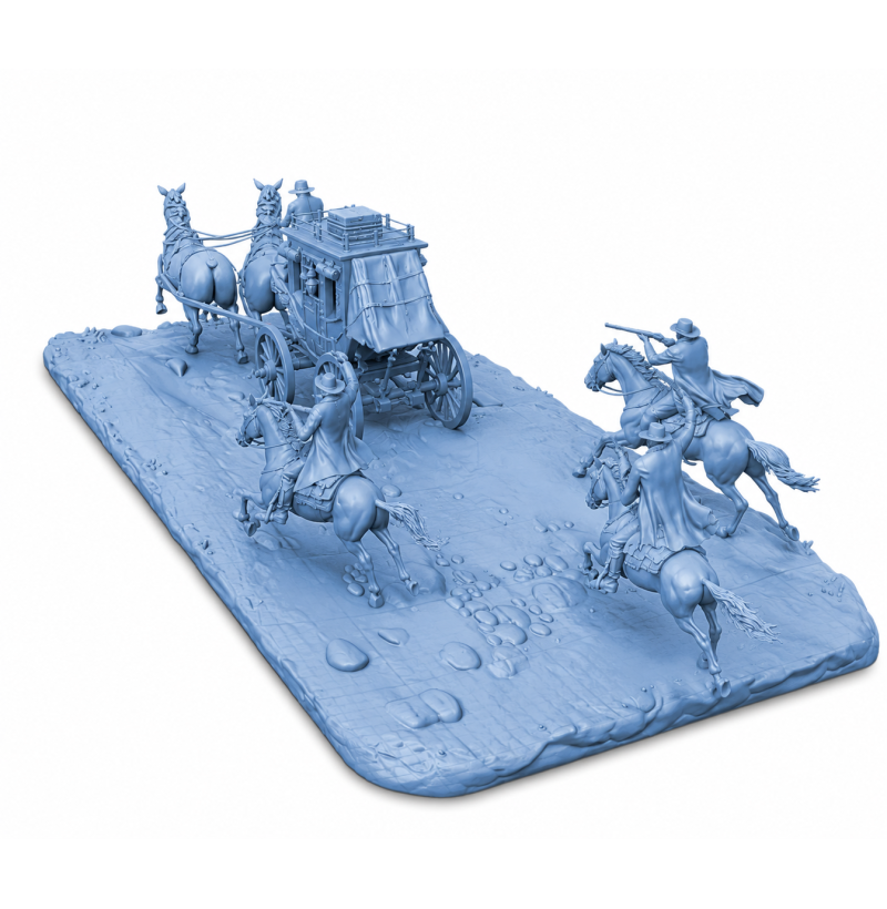 Wild West Stagecoach Robbery STL File for 3D Printing