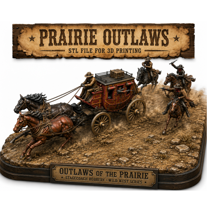 Wild West Stagecoach Robbery STL File for 3D Printing