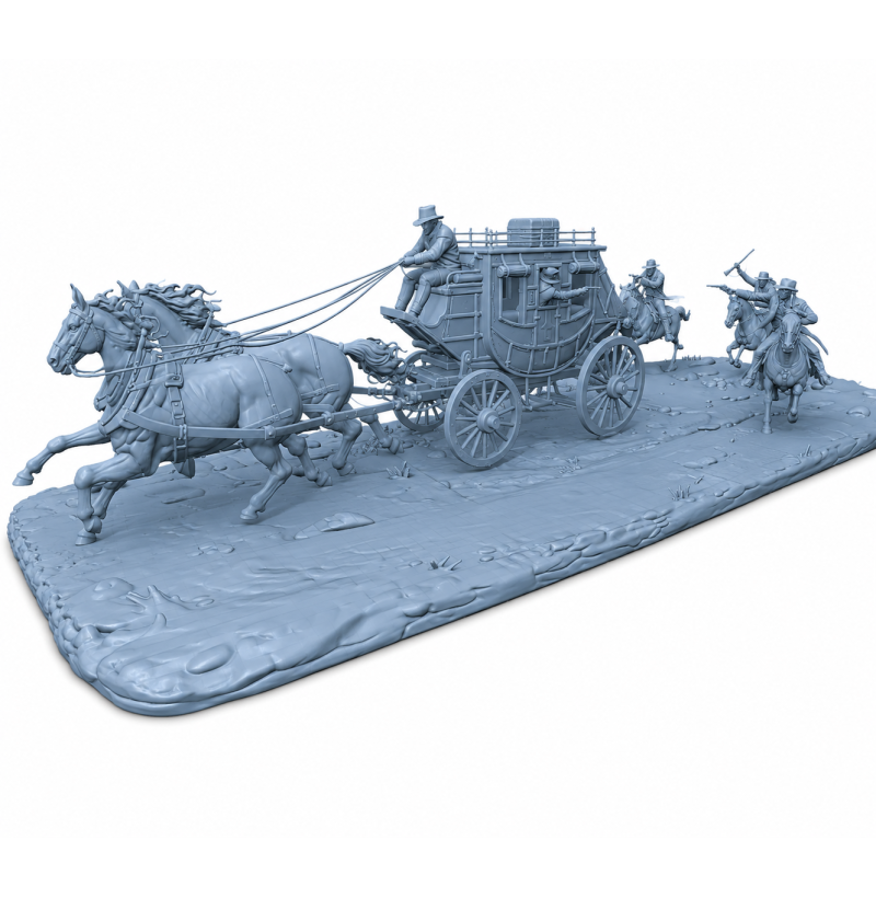 Wild West Stagecoach Robbery STL File for 3D Printing