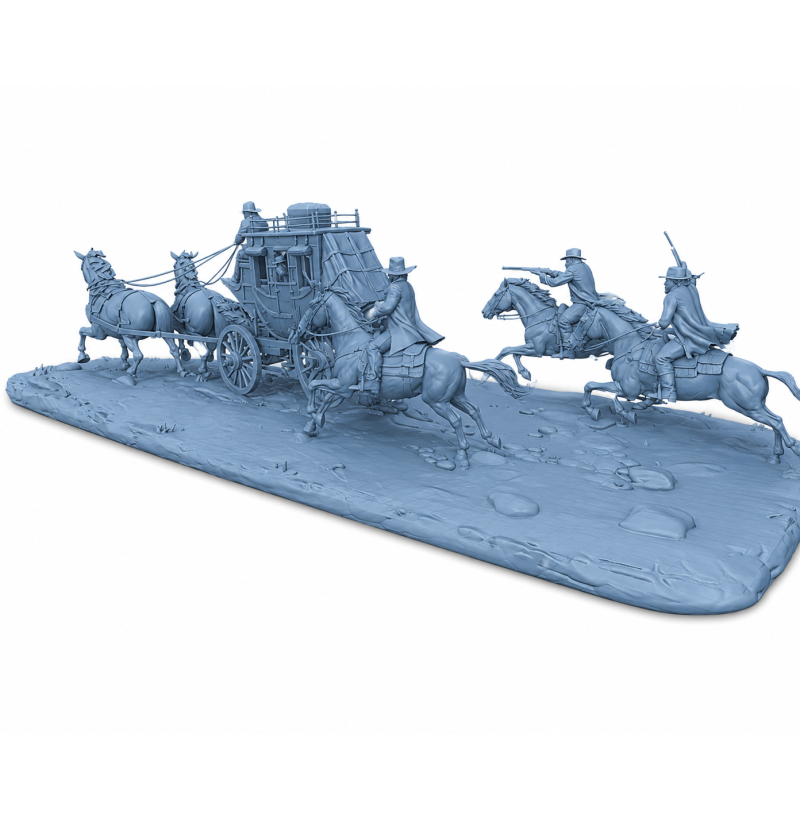 Wild West Stagecoach Robbery STL File for 3D Printing