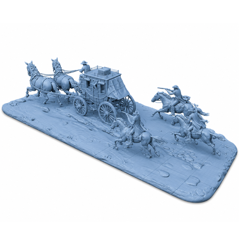Wild West Stagecoach Robbery STL File for 3D Printing