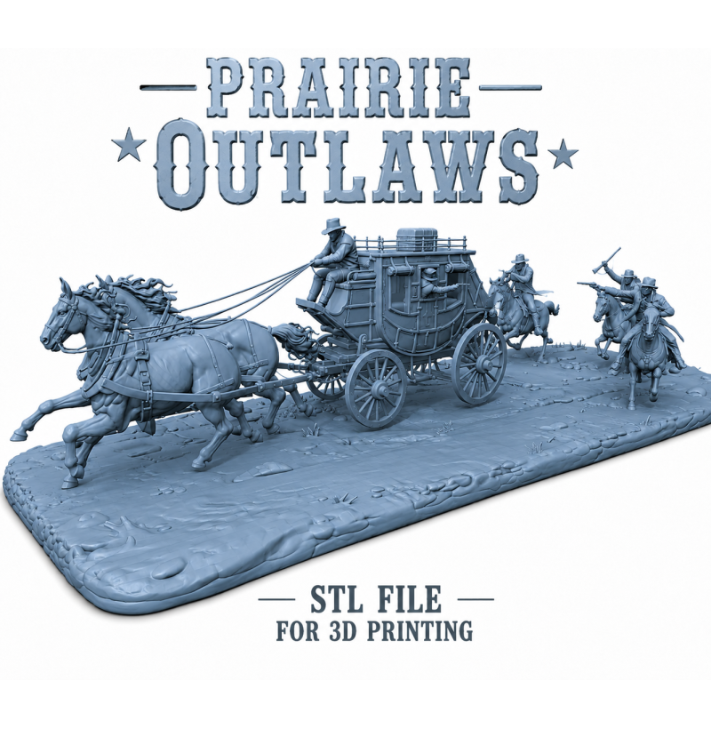 Wild West Stagecoach Robbery STL File for 3D Printing