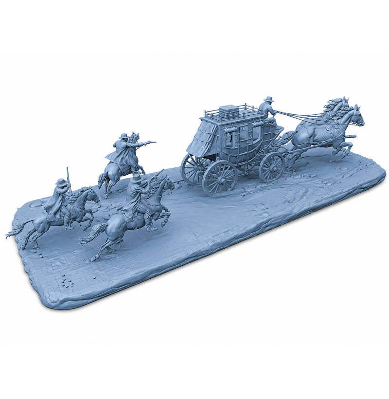 Wild West Stagecoach Robbery STL File for 3D Printing