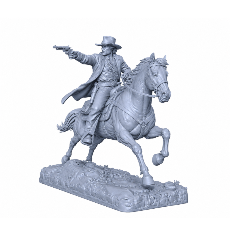 Wild West Cowboy on Horse STL – 3D Printable Western Miniature