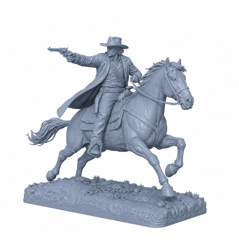 Wild West Cowboy on Horse STL – 3D Printable Western Miniature