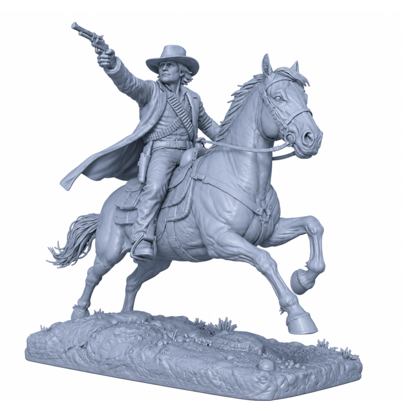 Wild West Cowboy on Horse STL – 3D Printable Western Miniature
