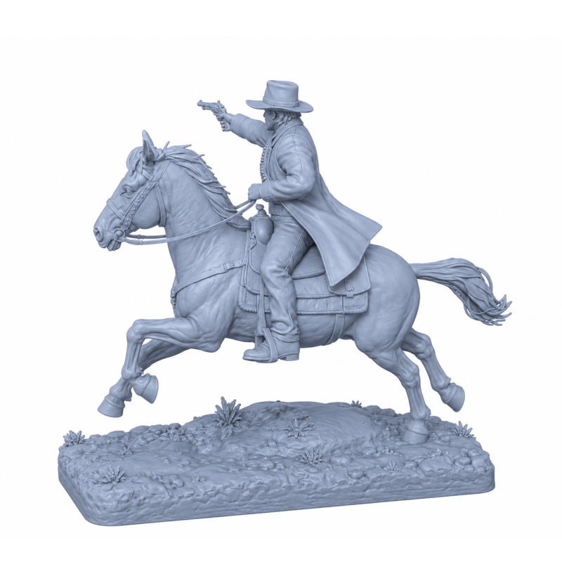 Wild West Cowboy on Horse STL – 3D Printable Western Miniature