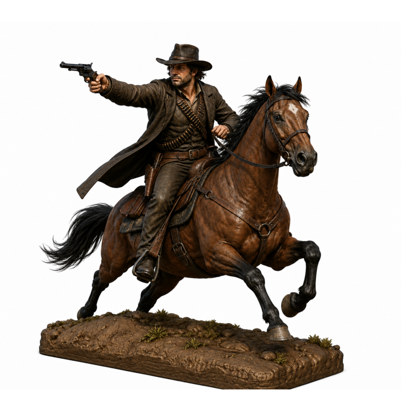 Wild West Cowboy on Horse STL – 3D Printable Western Miniature