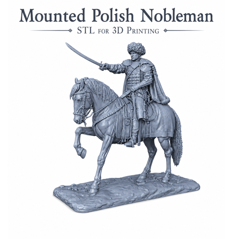 Mounted Polish-Lithuanian Nobleman STL File for 3D Printing