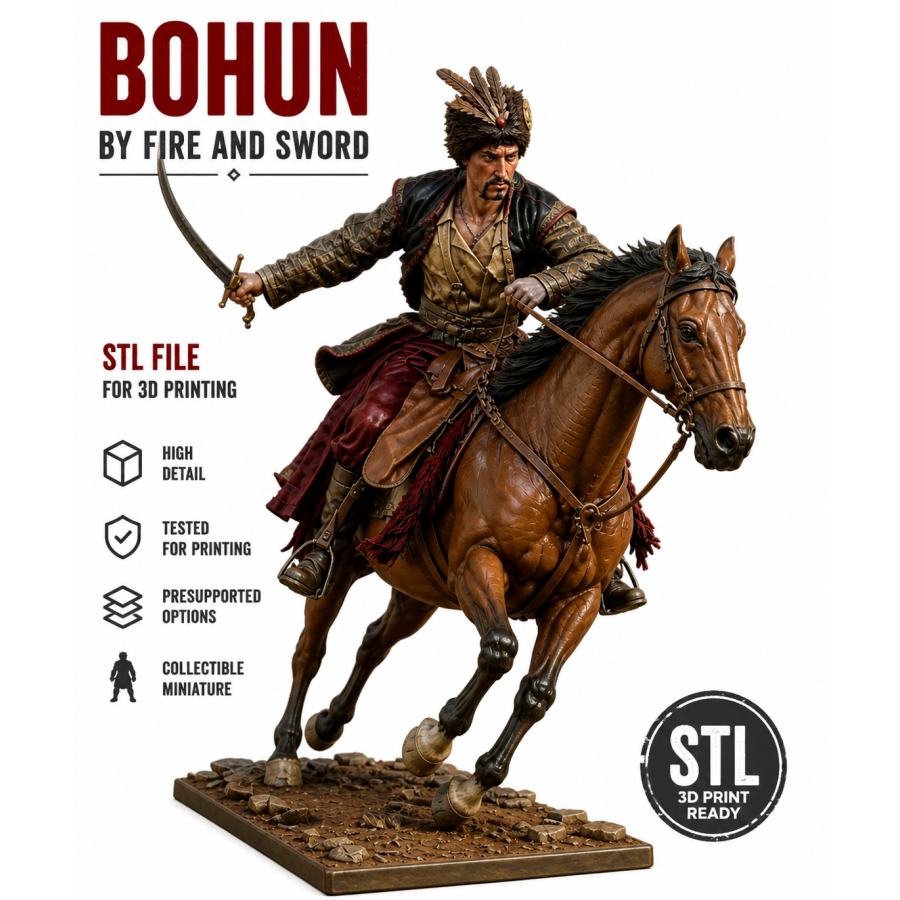 Bohun Cossack Cavalry STL File for 3D Printing Bohun Cossack Cavalry STL File for 3D Printing