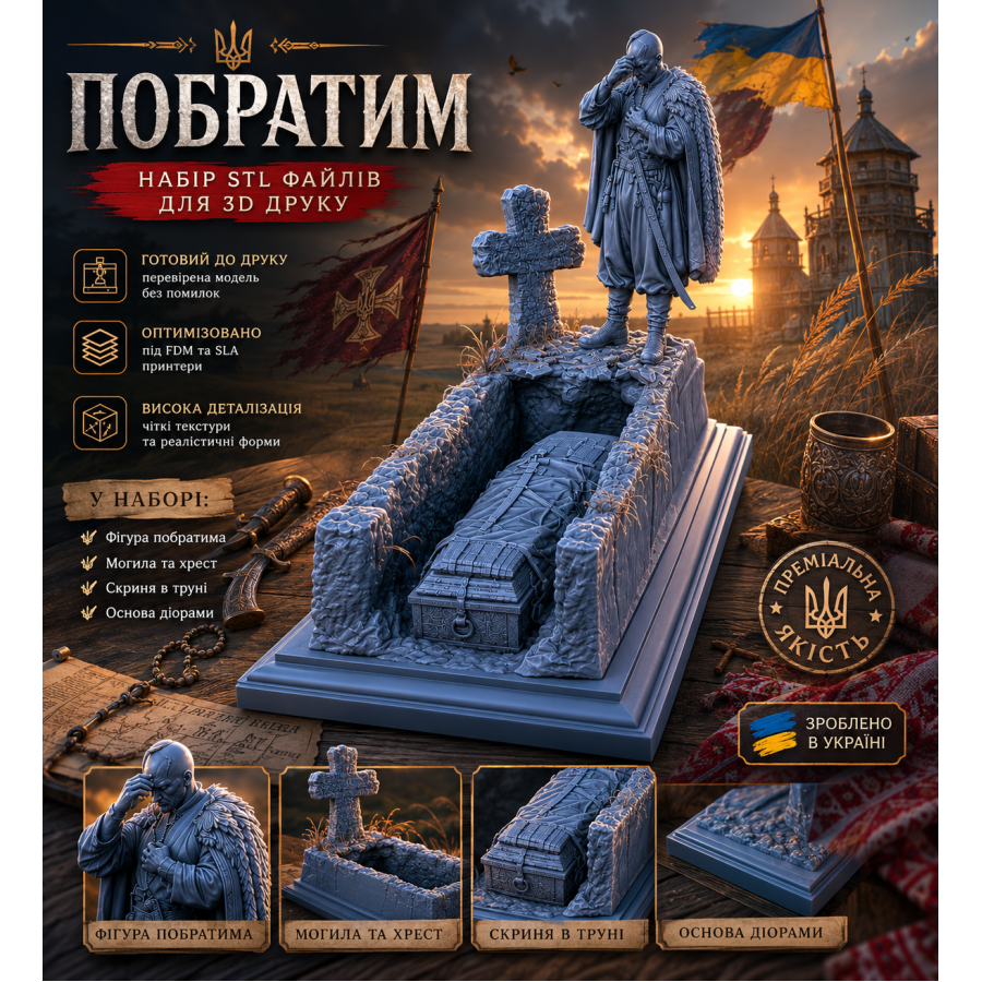 Pobratym Diorama STL Files for 3D Printing – Ukrainian Warrior Tribute Scene Pobratym Diorama STL Files for 3D Printing – Ukrainian Warrior Tribute Scene