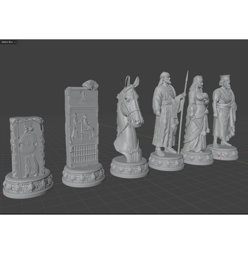 Ancient Persia Chess Set — STL Files for 3D Printing (Instant Download)