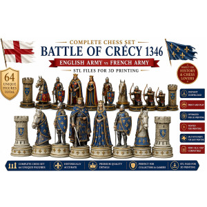 Battle of Crécy 1346 Chess Set STL Files for 3D Printing