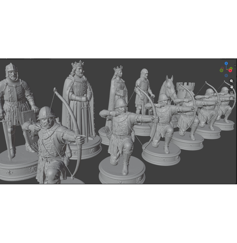 Battle of Crécy 1346 Complete Chess Set STL Files for 3D Printing