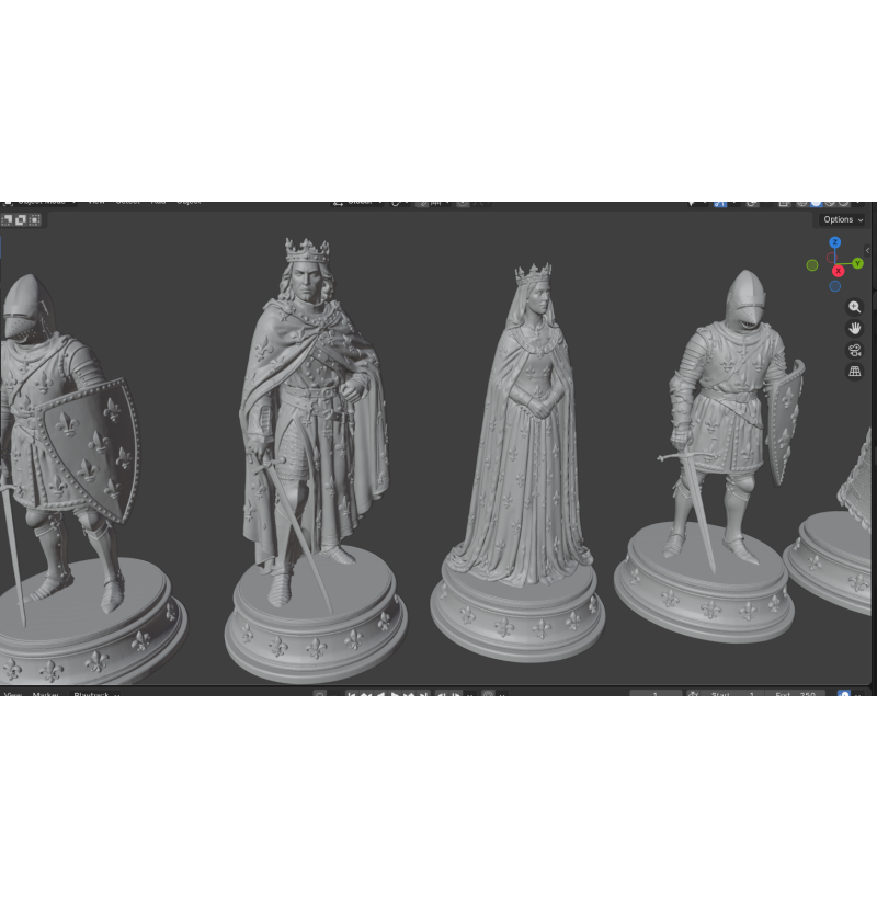 French Army of 1346 — Battle of Crécy Chess Set STL Files for 3D Printing