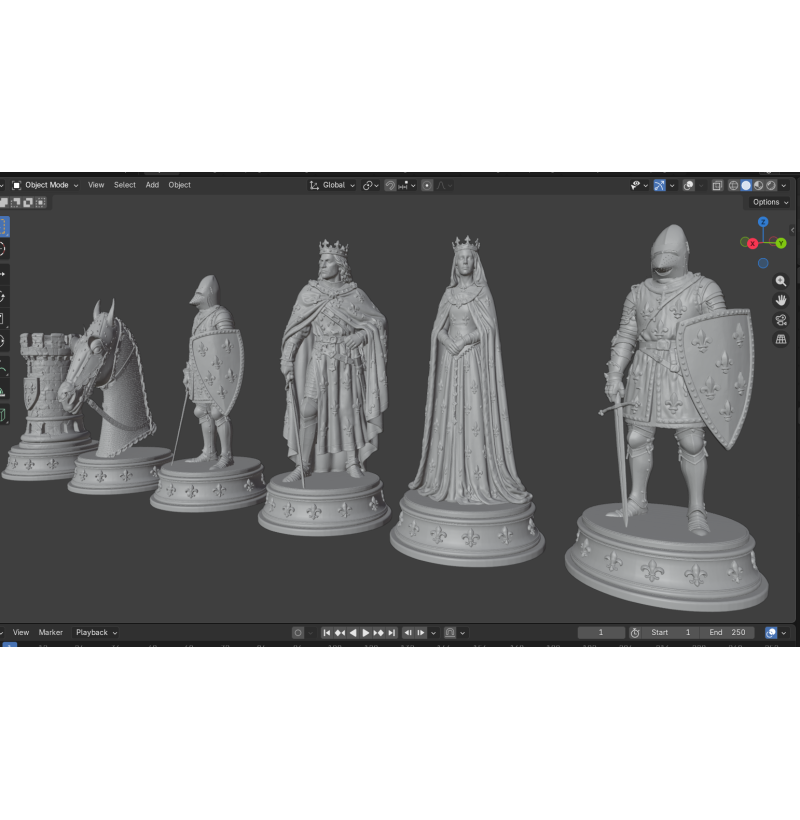 French Army of 1346 — Battle of Crécy Chess Set STL Files for 3D Printing