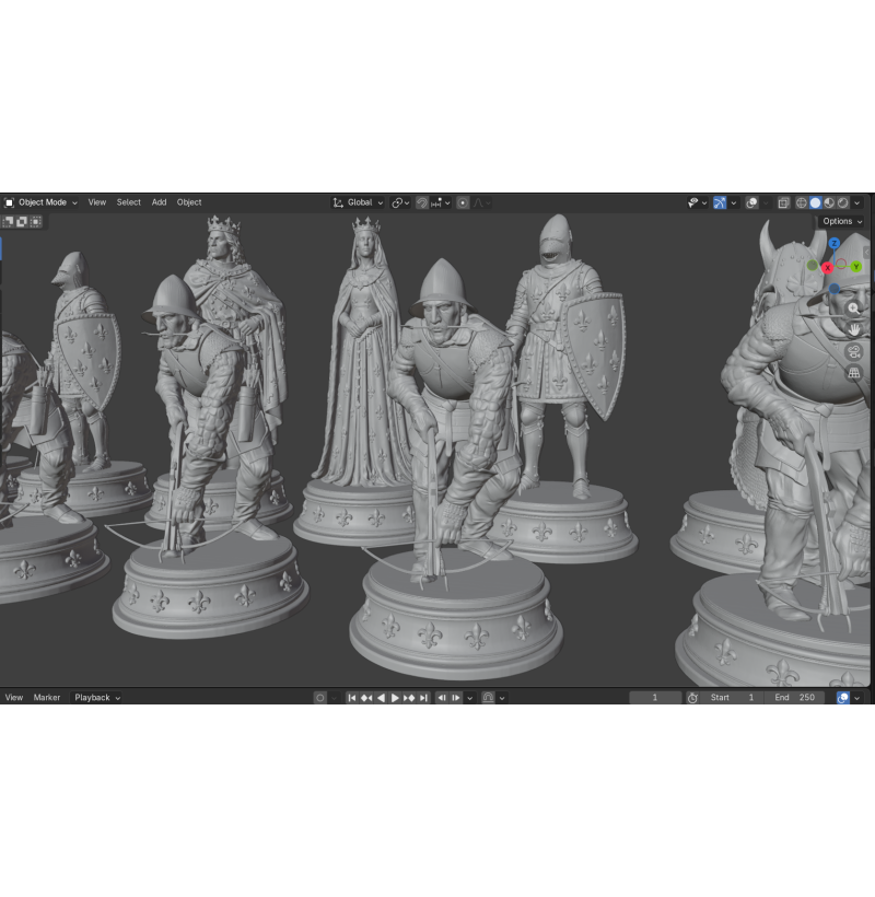 French Army of 1346 — Battle of Crécy Chess Set STL Files for 3D Printing