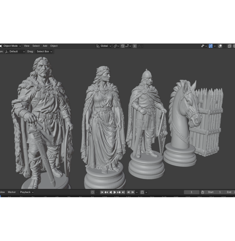 Goth Chess Set STL Files for 3D Printing