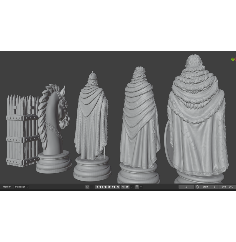 Goth Chess Set STL Files for 3D Printing
