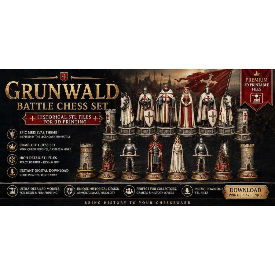 Grunwald Battle Chess Set STL for 3D Printing Grunwald Battle Chess Set STL for 3D Printing