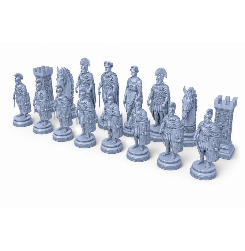 Roman vs Carthage Chess Set STL Files for 3D Printing