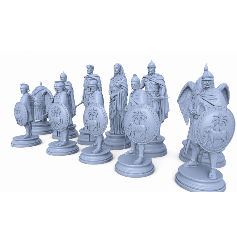 Roman vs Carthage Chess Set STL Files for 3D Printing