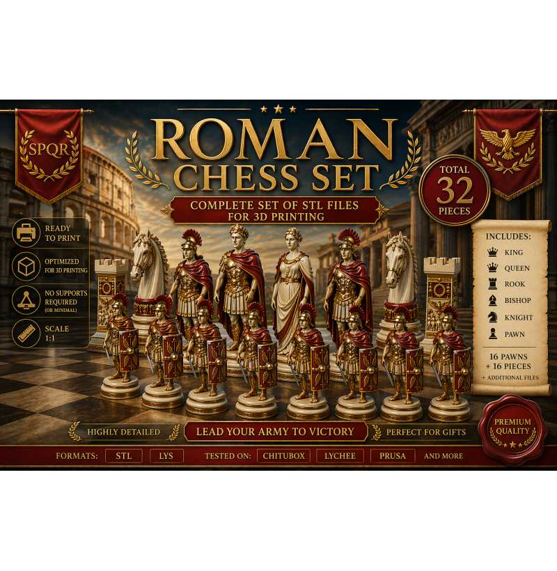 Roman Chess Set STL Files for 3D Printing